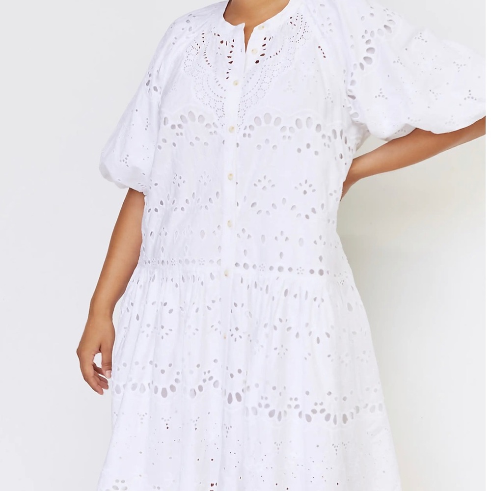 Anthropologie Talullah Eyelet Mini Dress White